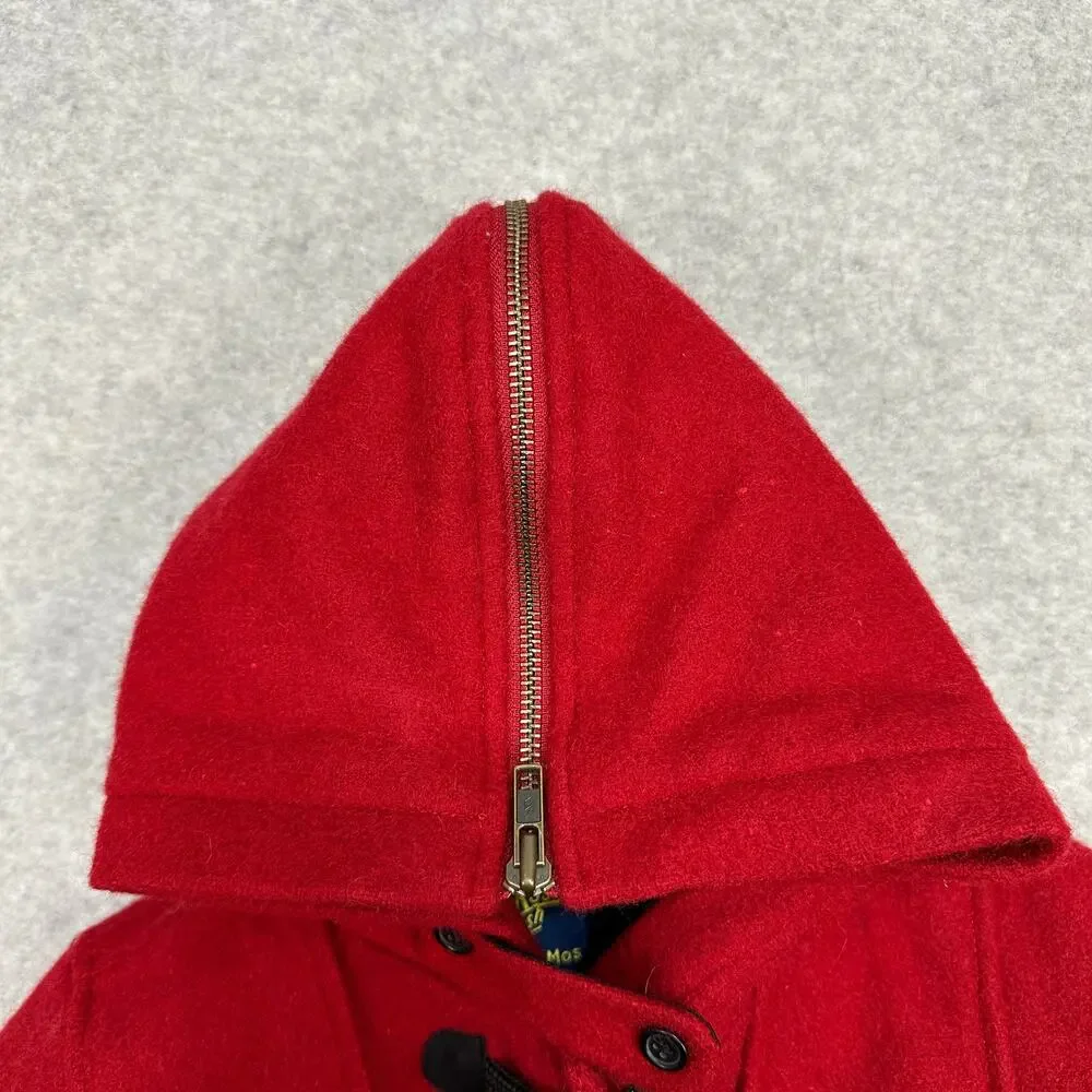 OshKosh Wool Duffle Coat Red Hooded Toggle Infant 6-9mths VTG Style Preppy
